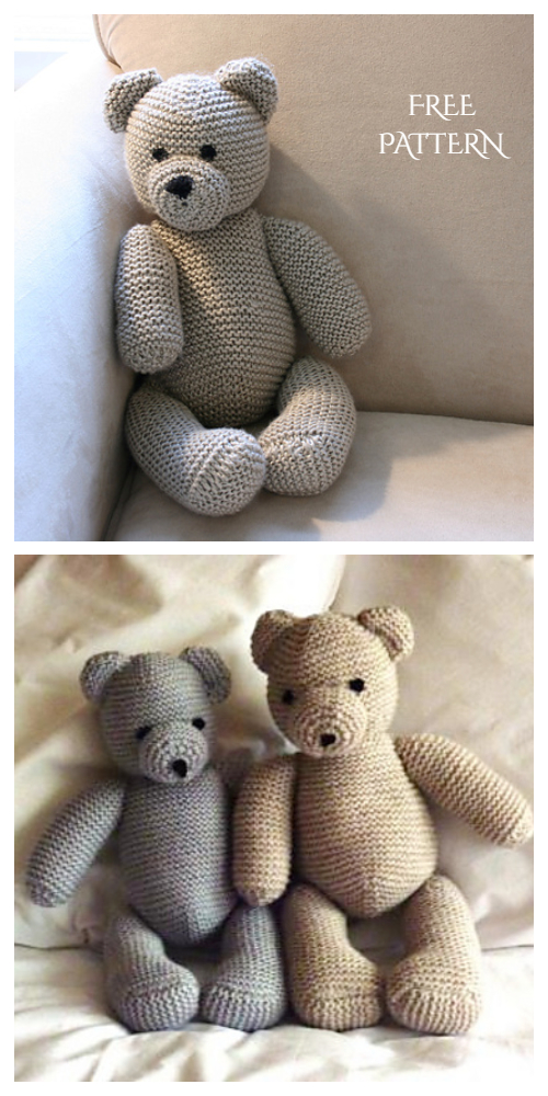 Knit Teddy Bear Plush Toy Free Knitting Pattern