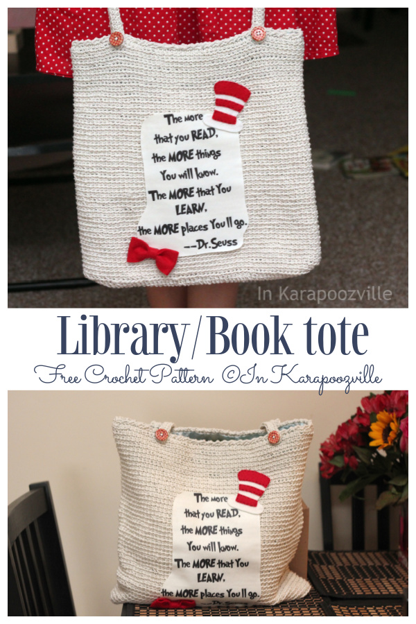 Library/Book Tote Bag Free Crochet Patterns 