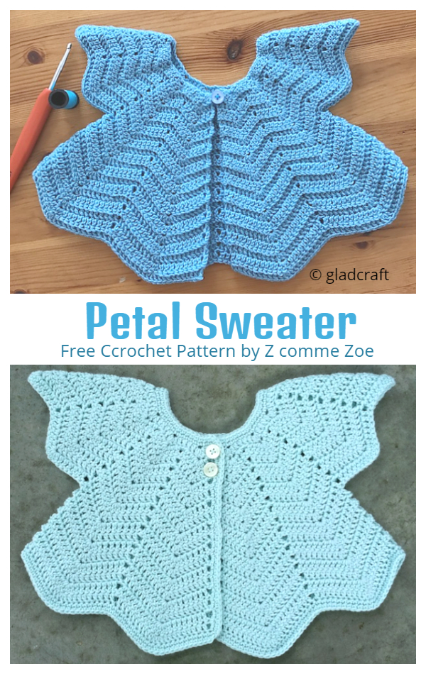Petal Sweater Chevron Baby Cardigan Free Crochet Pattern