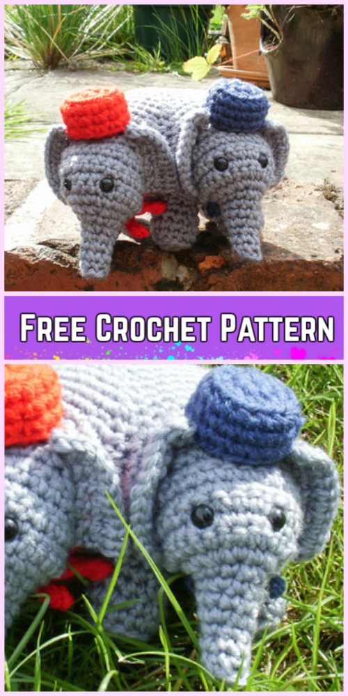 Crochet Elephant Plush Toy Amigurumi Free Patterns-Crochet Elephant Elephant Amigurumi Free Pattern