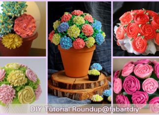 8 DIY Flower Cupcake Bouquet in Pot Tutorials DIY Flower Cupcake Bouquet in Pot Tutorials