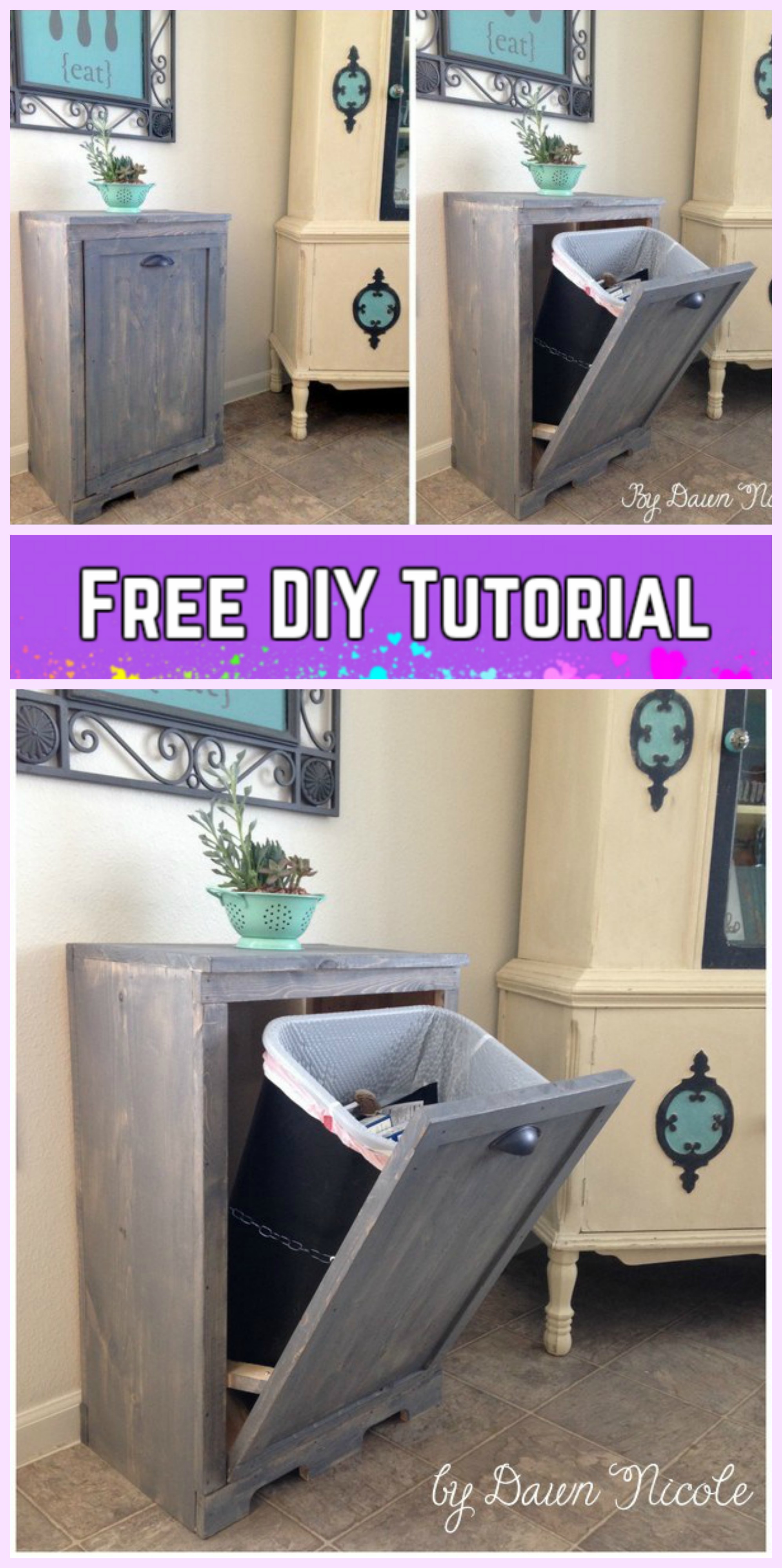 DIY Trash Bin Cabinet, Unfinished Trash Can Cabinet, Tilt Out Cabinet, –  thefurniturefarm