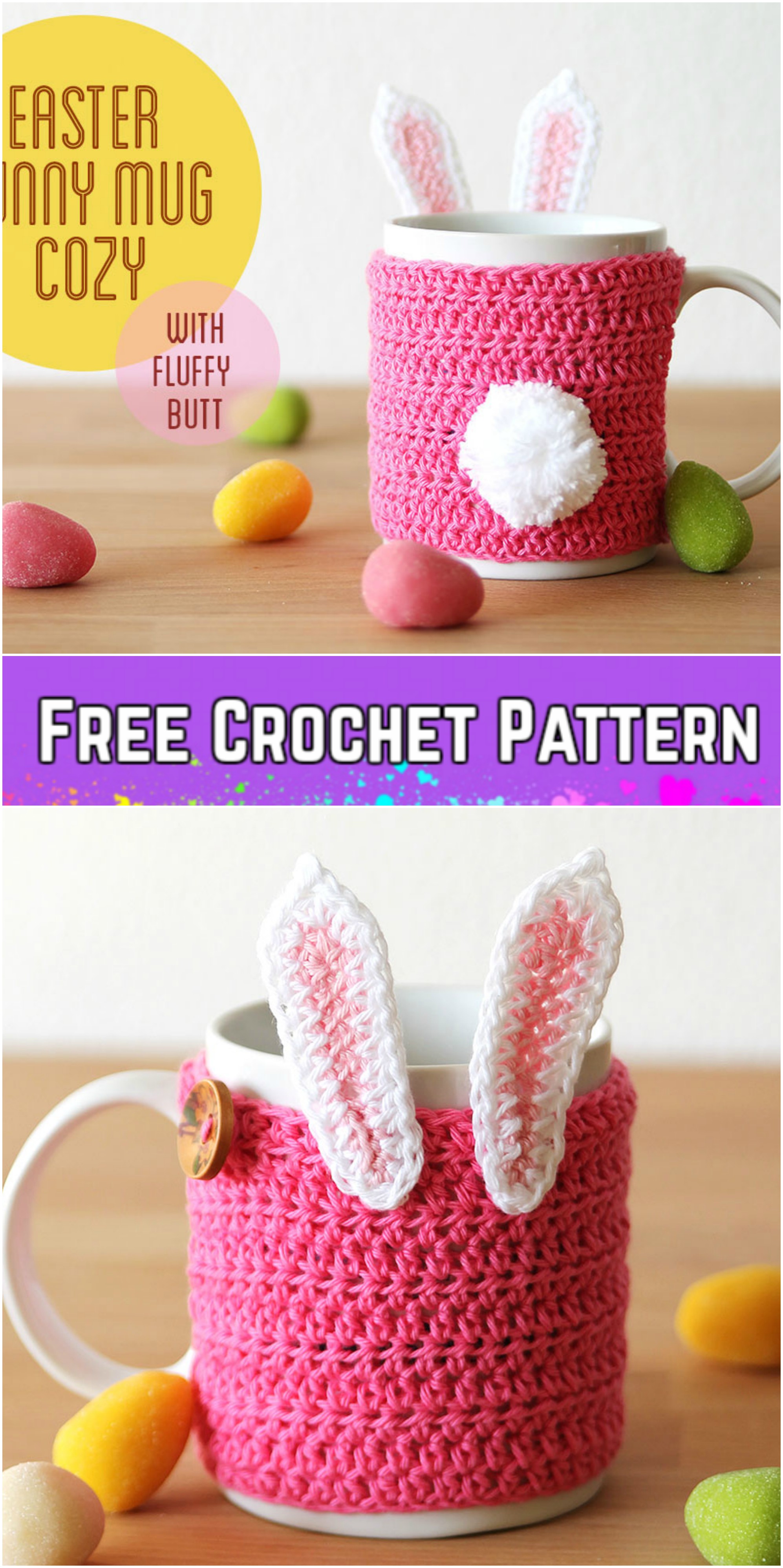 Crochet Easter Bunny Mug Cozy Free Pattern