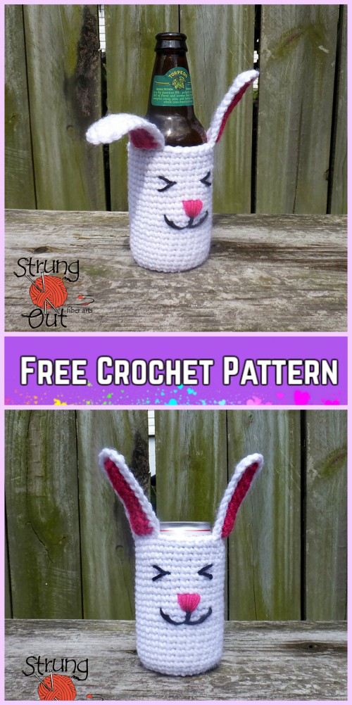 Crochet Hoppy Easter Bunny Beer Cozy Free Pattern
