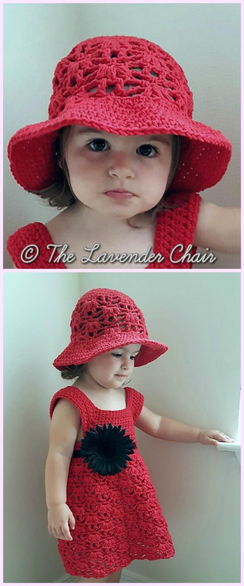 Weeping Willow Toddler Dress &Hat Set Crochet Free Patterns 