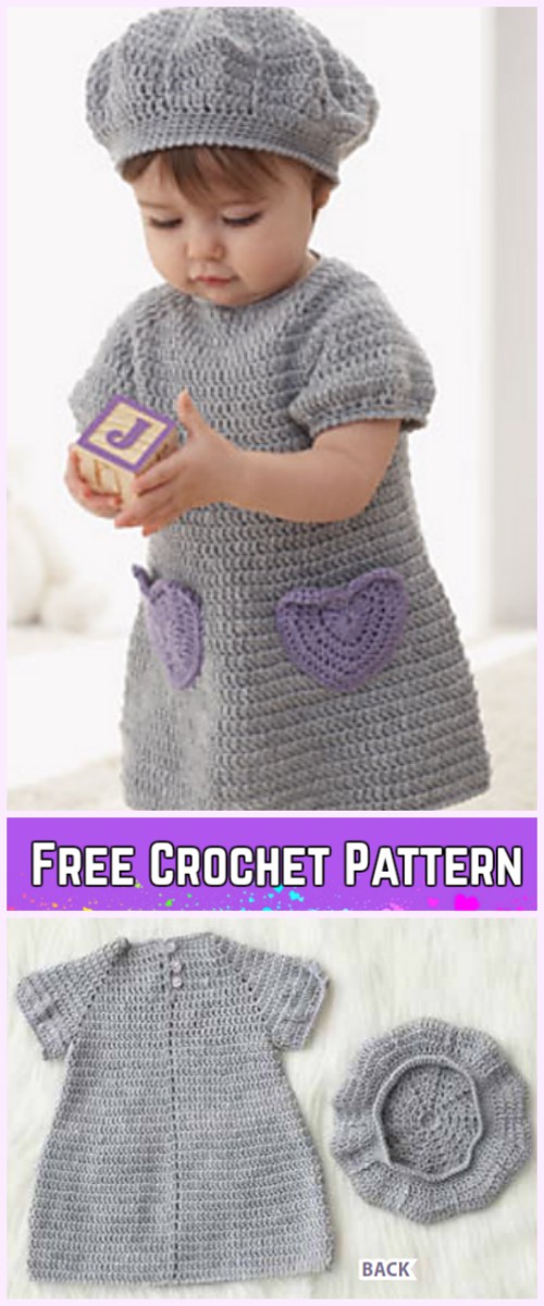 I Heart My Dress Set& Beret Hat Set Crochet Free Patterns 
