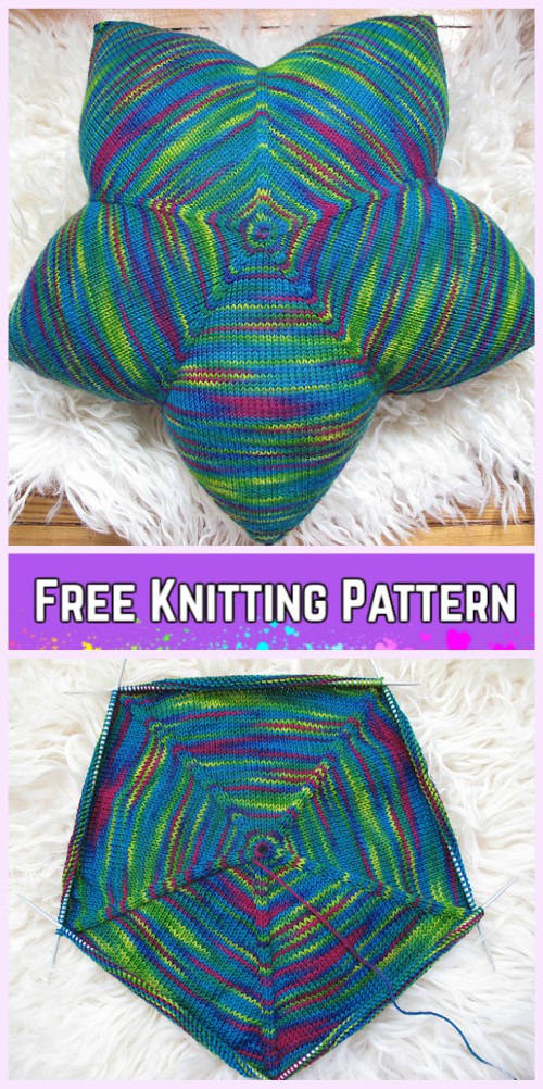Knit Star Pillow Cushion Free Knitting Pattern