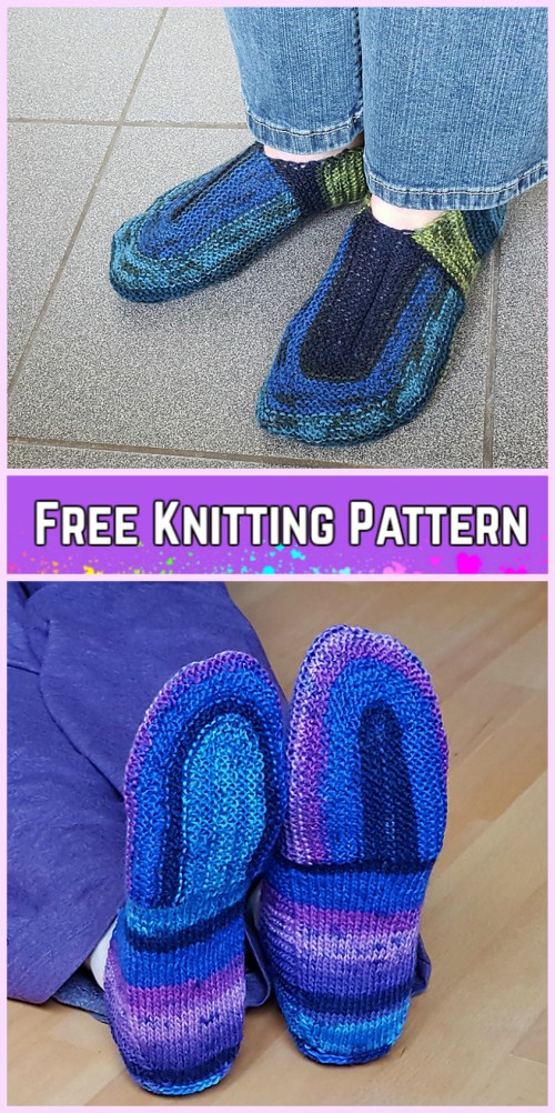 Free Knitting Pattern For Easy Parkspin Slippers Knit Flat - This