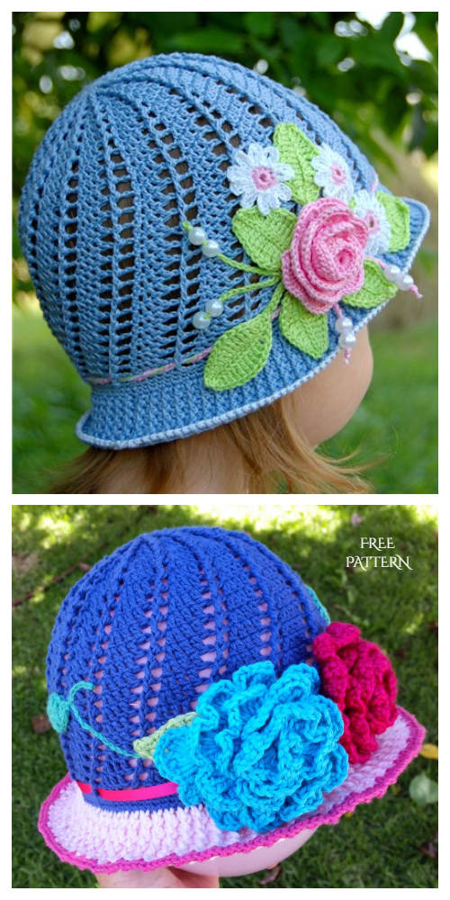 Crochet Girls Panama Spiral Sun Hat Free Pattern
