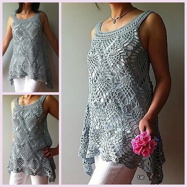 Crochet Pineapple Stitch Sleeveless Top Crochet Pattern for Ladies