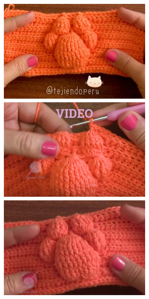 Crochet 3D Cat Paw Prints Blanket Free Pattern +Video