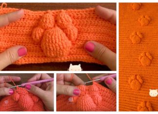 Crochet 3D Cat Paw Prints Blanket Free Pattern +Video Crochet 3D Cat Paw Prints Blanket Free Pattern +Video