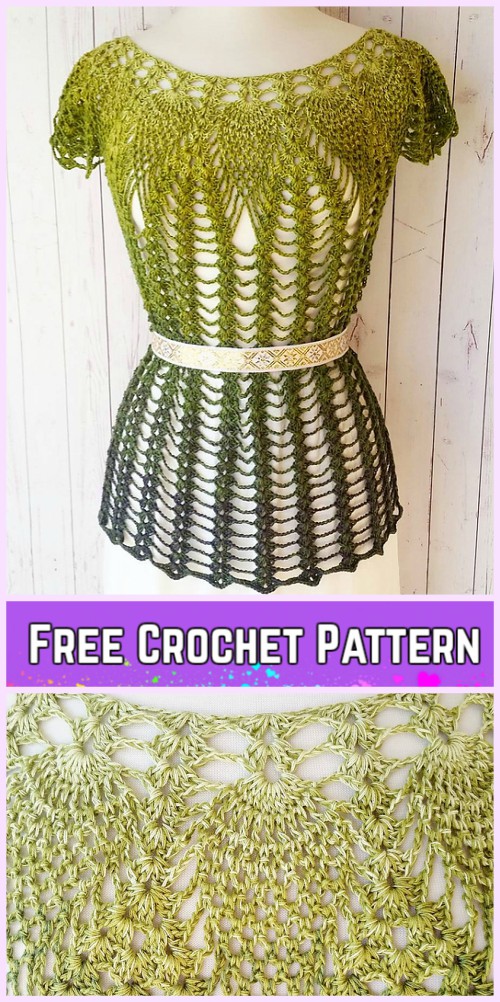 Crochet Pineapple Stitch Lacy Love Dress Free Crochet Pattern for Ladies