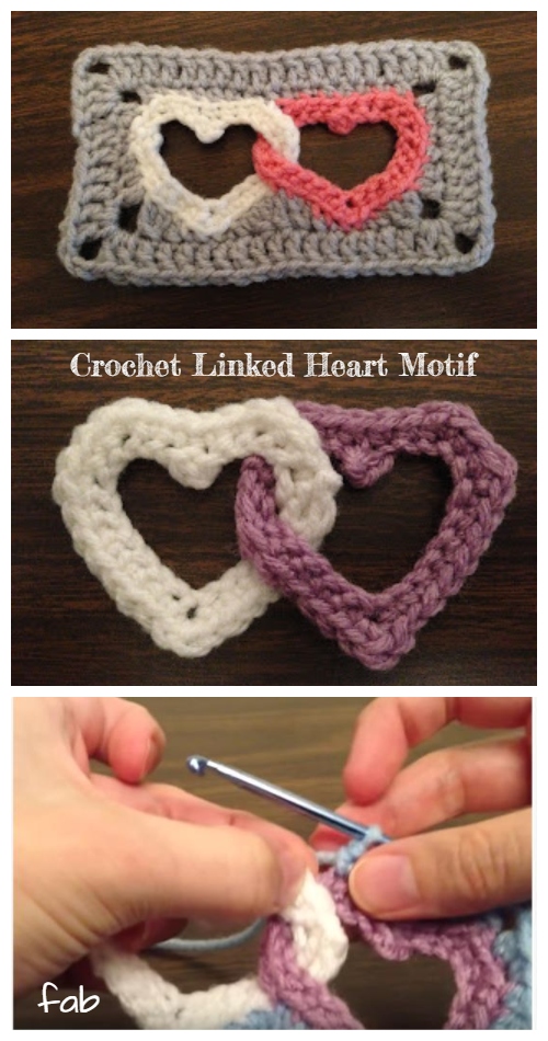 Crochet Linked Heart Motif Free Pattern + Video