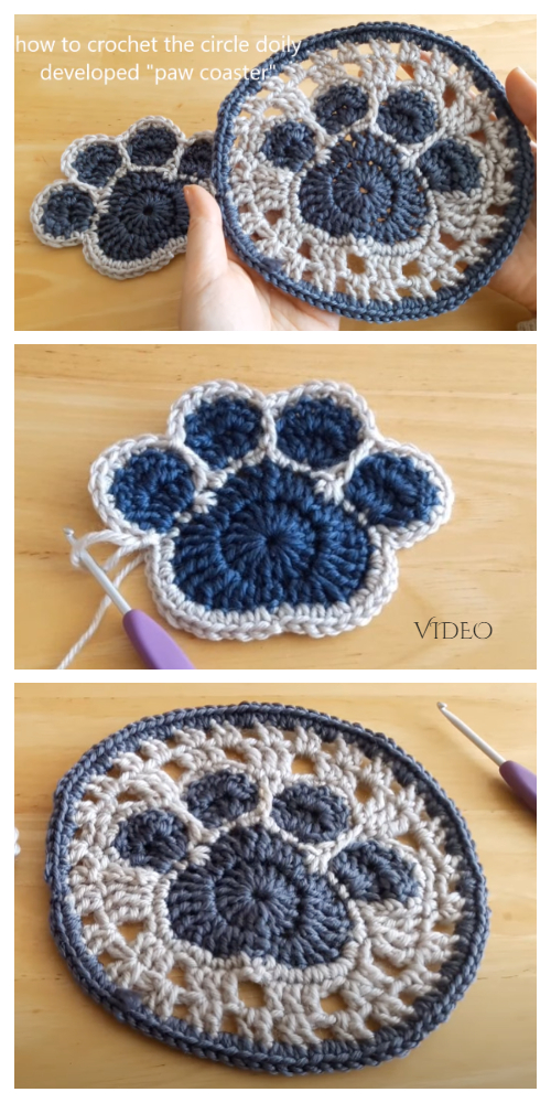 Cute Paw Print Doily Free Crochet Pattern + Video