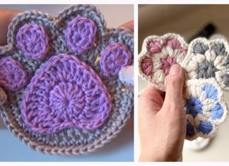 Super Cute Paw Print Applique Crochet Patterns + Video Super Cute Paw Print Coaster Free Crochet Pattern + Video