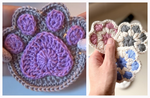 Crochet Paw Print Applique Free Pattern 