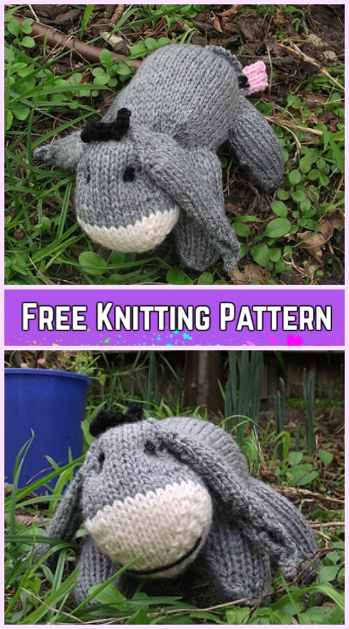 Knit Baby Eeyore Softies Animal Toy Free Knitting Pattern