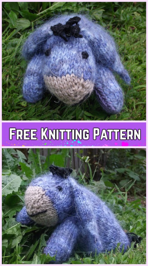 Knit Baby Eeyore Softies Animal Toy Free Knitting Pattern