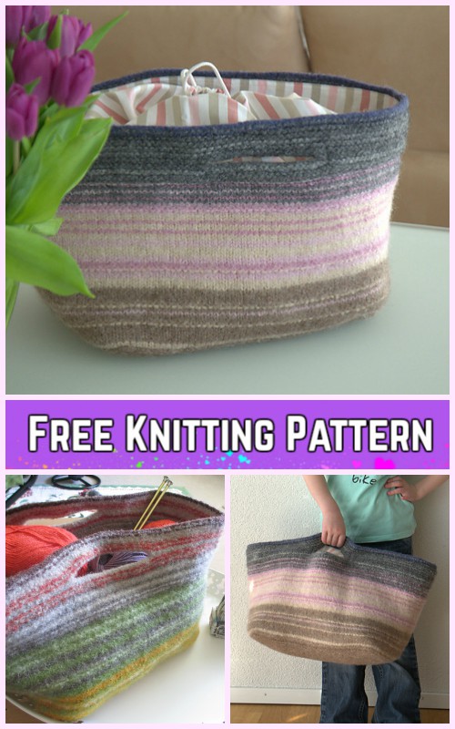 Knit Scrap Yarn Changeover Project Bag Free Knitting Pattern