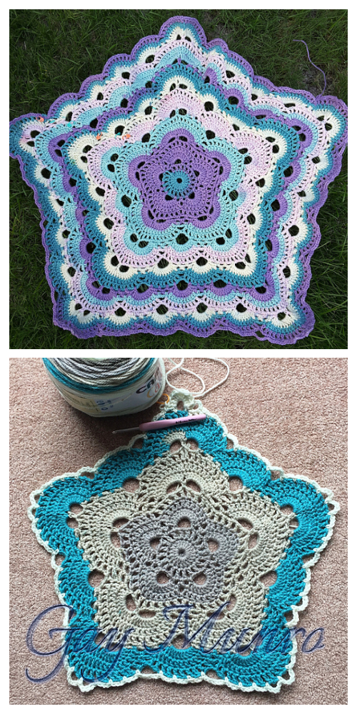 Crochet 5 sided virus afghan blanket free pattern