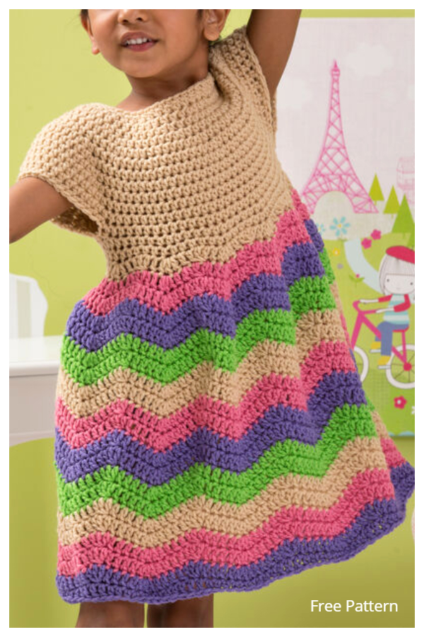 Girl's Chevron Dress Free Crochet Patterns + Video