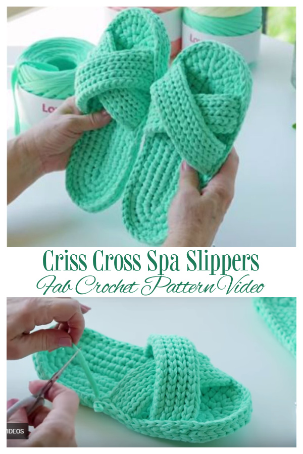 Criss Cross Spa Slippers Free Crochet Pattern + Video