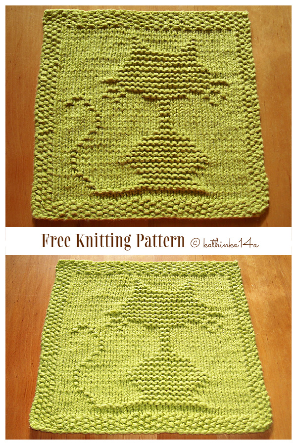 Knit Halloween Cat Dishcloth Free Knitting Pattern