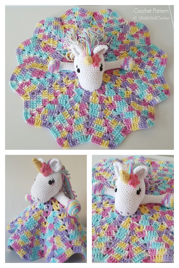 Lavender Unicorn Snuggle Blanket Crochet Patterns