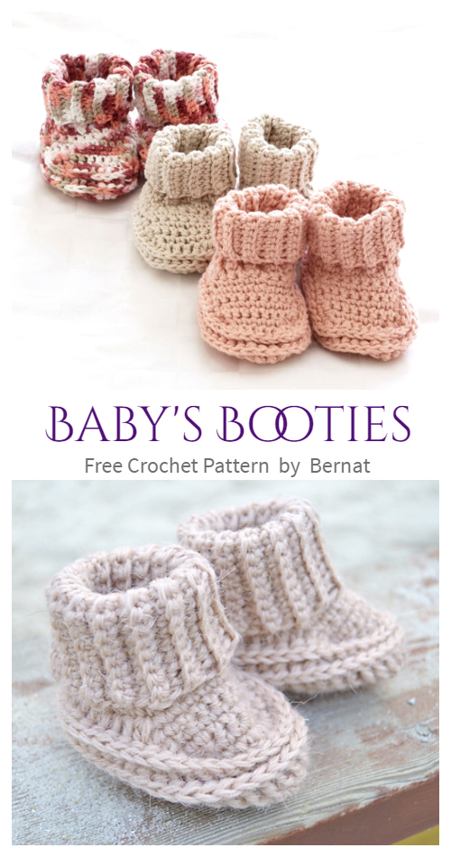 Ribbed Baby Ankle Boots Free Crochet Patterns