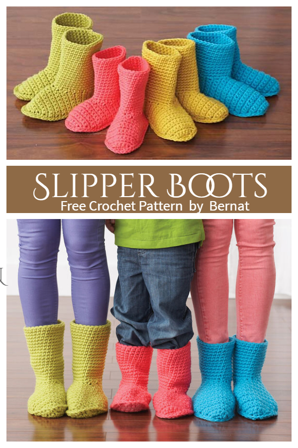 Colorful Slipper Boots Free Crochet Patterns