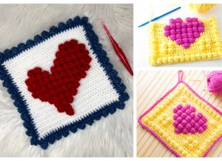 Bobble Heart Granny Square Free Crochet Patterns Bobble Heart Granny Square Free Crochet Patterns