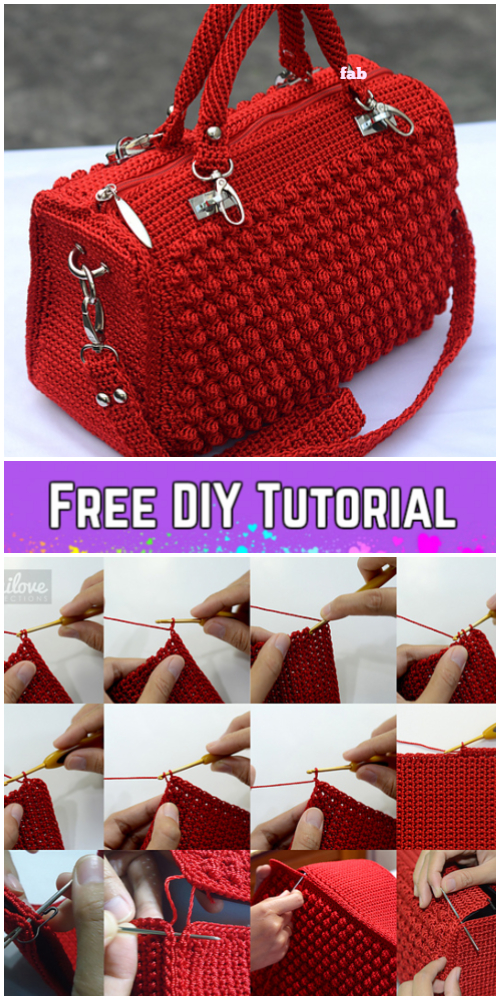 Bobble Stitch Handbag Crochet Pattern with Video Tutorial
