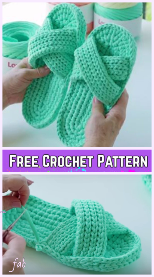 t shirt yarn crochet slippers pattern