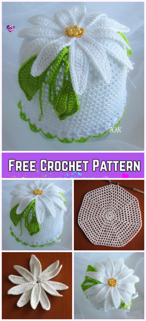 Crochet Daisy Flower Summer Sun Hat Free Crochet Pattern-Video