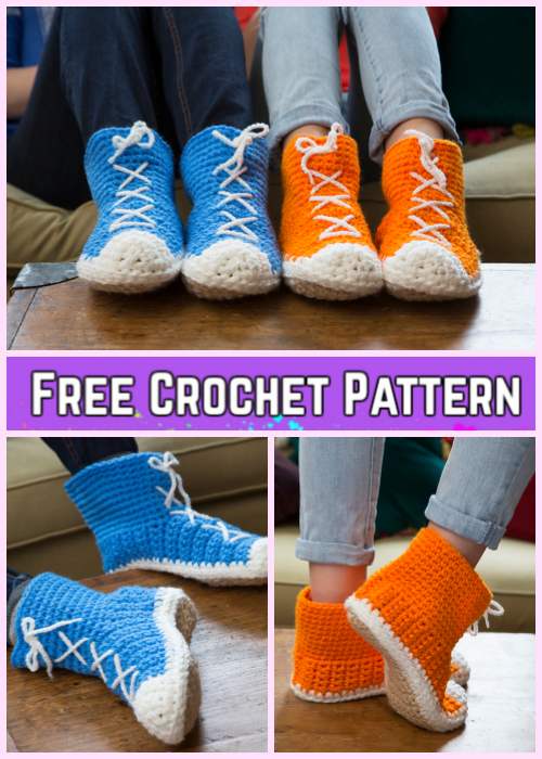 Crochet Hi-Top Slippers Free Crochet Pattern for Ladies