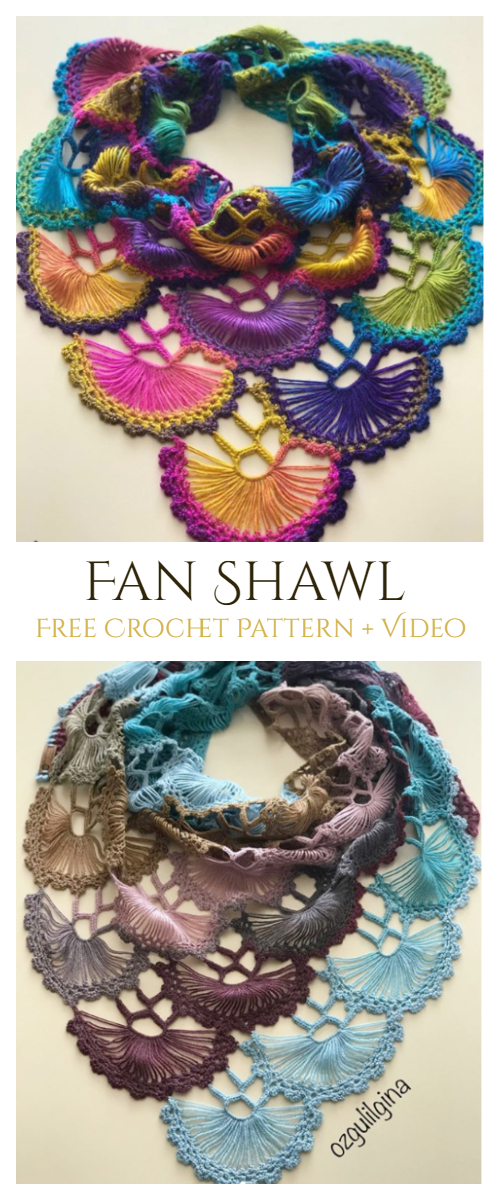 Fan Shawl Free Crochet Pattern + Video Tutorial