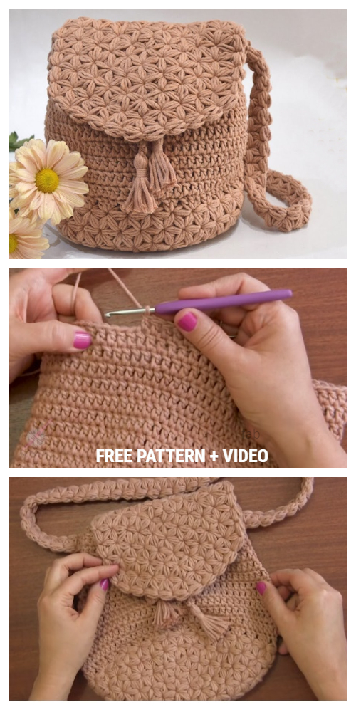 Jasmine Stitch Backpack Free Crochet Pattern + Video 