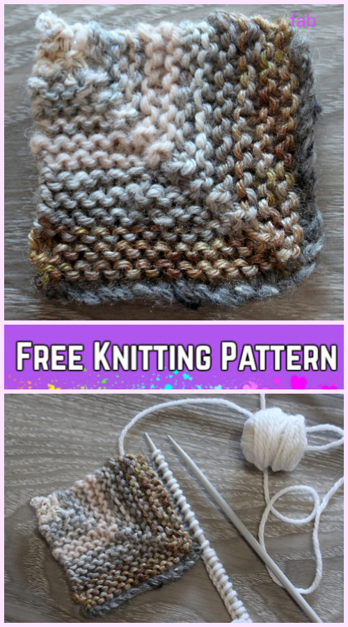 Knit Mitered Stripe Garter Square Free Knitting Pattern