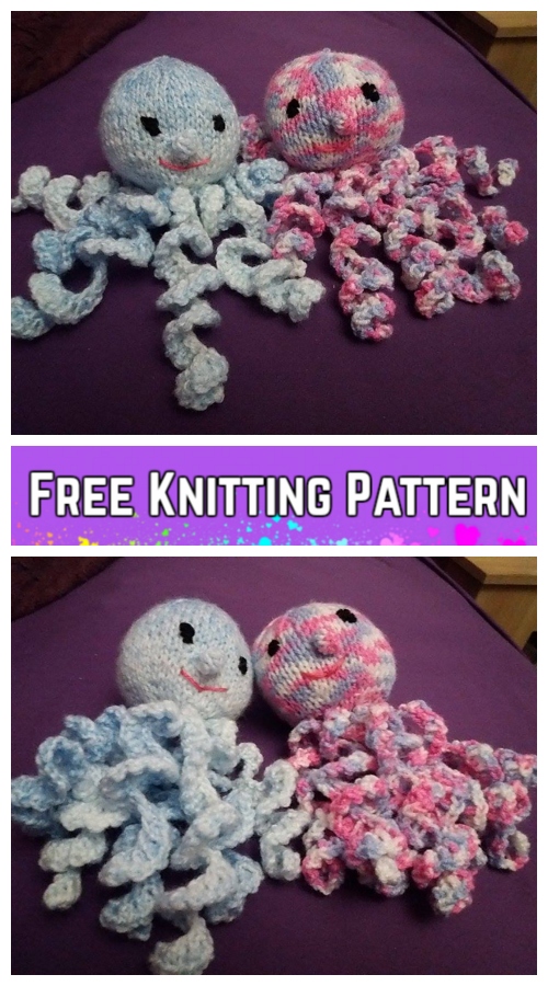 Knit Octopus Plush Toy Free Knitting Pattern