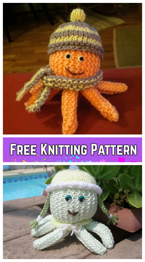 Knit Jolly Octopus Plush Toy Free Knitting Pattern