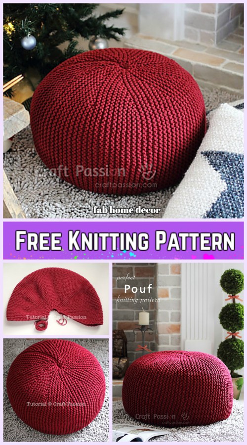 Garter Stitch Knit Pouf Free Knitting Pattern
