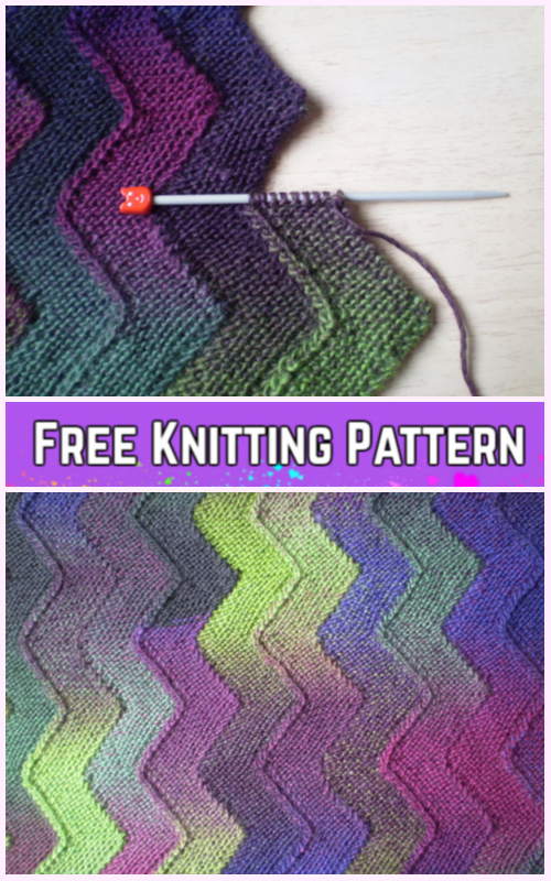 Garter Stitch Knit Ten Stitch Zigzag Blanket Free Knitting Pattern