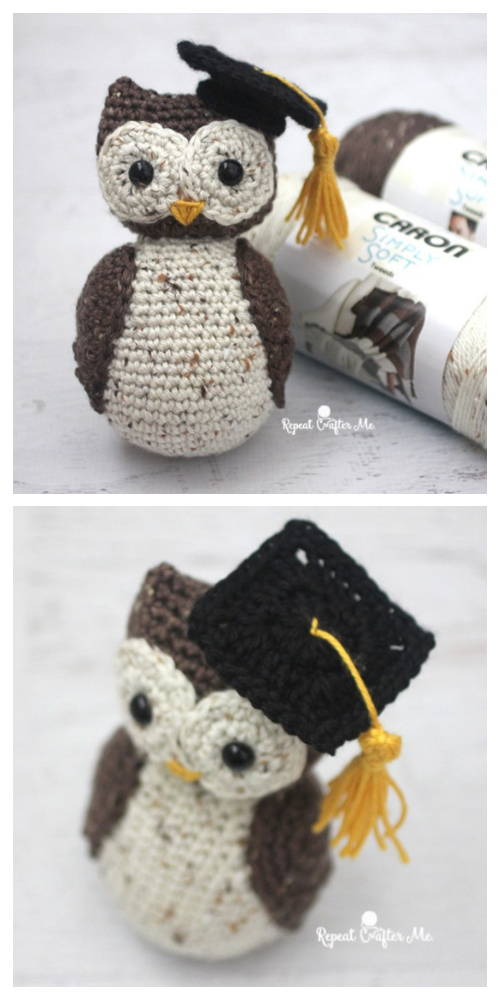 Crochet Wise Old Graduation Owl Amigurumi Free Pattern 
