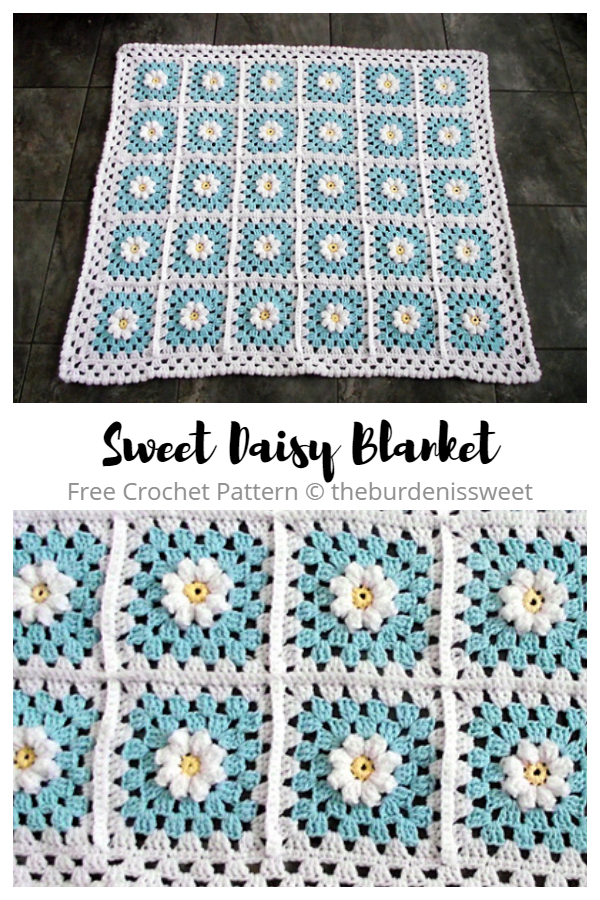 Sweet Daisy Flower Blanket Free Crochet Patterns