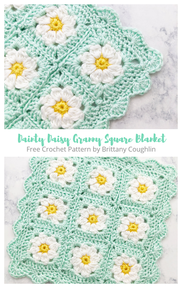 Dainty Daisy Granny Square Blanket Free Crochet Patterns