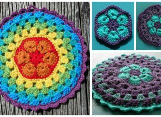 African Flower Mandala Pot Holder Crochet Free Pattern African Flower Mandala Pot Holder Crochet Free Pattern