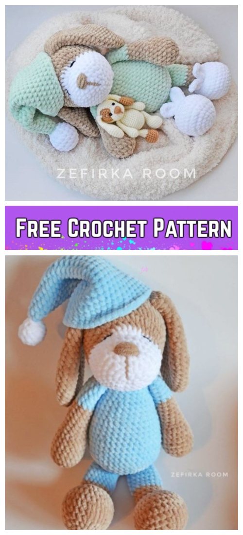 Crochet Sleeping Dog Toy Plush Amigurumi Free Pattern