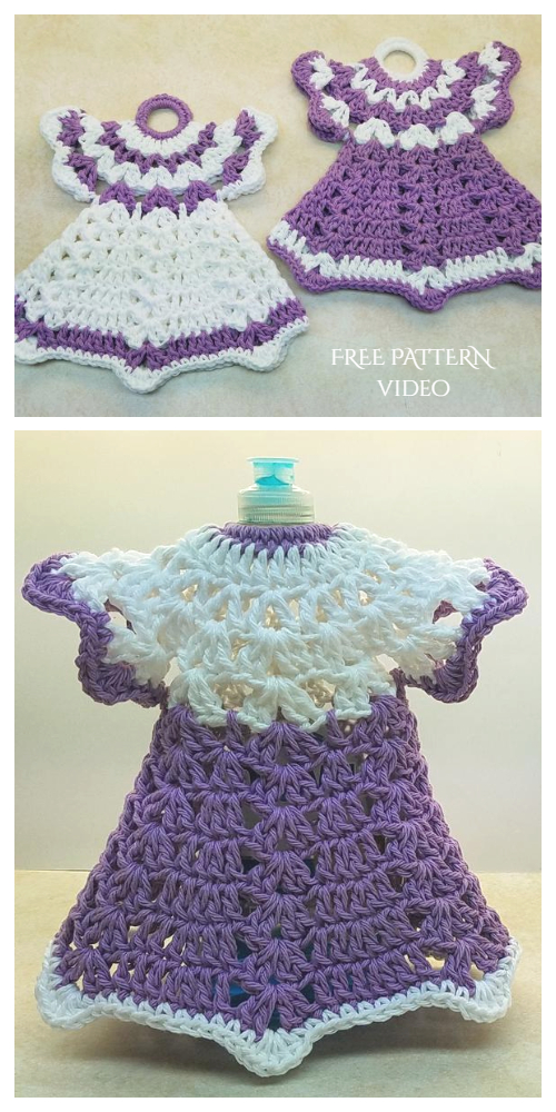 Vintage Dress Potholder Crochet Free Pattern Video