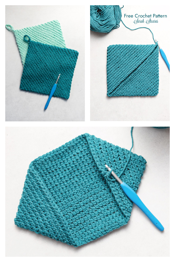 Double-thick Diagonal Potholder Free Crochet Pattern